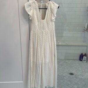 Beautiful white eyelet dress with open back